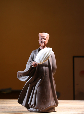 孔明诸葛亮雕像陶瓷摆件中式人物紫砂客厅会所书房装饰礼品