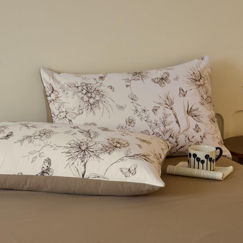 A类全棉磨毛四件套100纯棉加厚保暖印花轻奢复古被套床单床笠款 - 图0