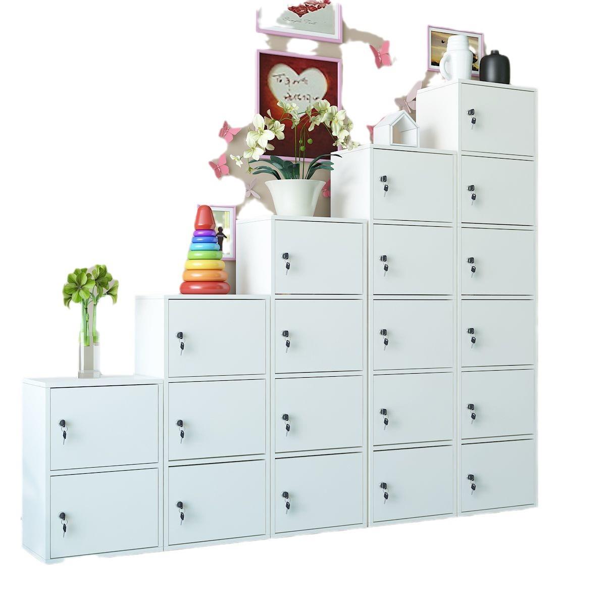 简易储物柜带锁小柜子书柜带门落地学生简约书架客厅收纳置物多层 - 图3