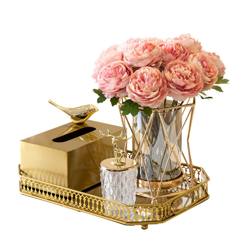 轻奢金属托盘纸巾盒糖果罐储物牙签盒家饰软装搭配套装装饰品,淘宝优惠券,粉丝福利购,淘宝优惠卷