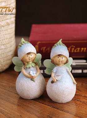 绿色花房仙子树脂人物摆件礼物桌面装饰创意油画质感