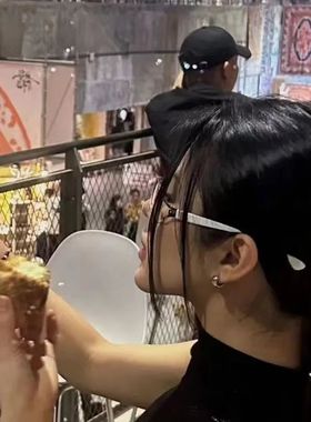 欧美无框钻石墨镜女个性复古千禧风辣妹Y2K眼镜时尚方框太阳镜潮