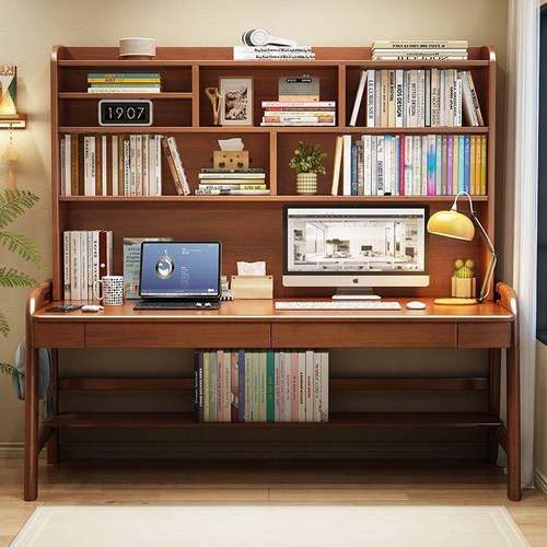 家庭实木儿童学习桌学生家用桌现代简约卧室长条桌写字桌双人书桌 - 图2