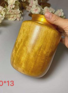 金丝楠木茶叶罐密封罐大叶楠储茶罐小叶储蓄罐家居摆件水波纹