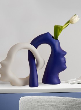 陶瓷情投意合花器艺术摆件家居饰品创意花瓶玄关柜客厅装饰品