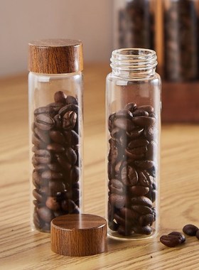 咖啡店桌面摆件咖啡豆分装管玻璃瓶咖啡豆展示架收纳瓶茶叶密封罐