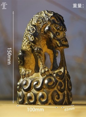 晋青堂复石寸雕吸水兽多尺石动物中式青古手工桌面摆件