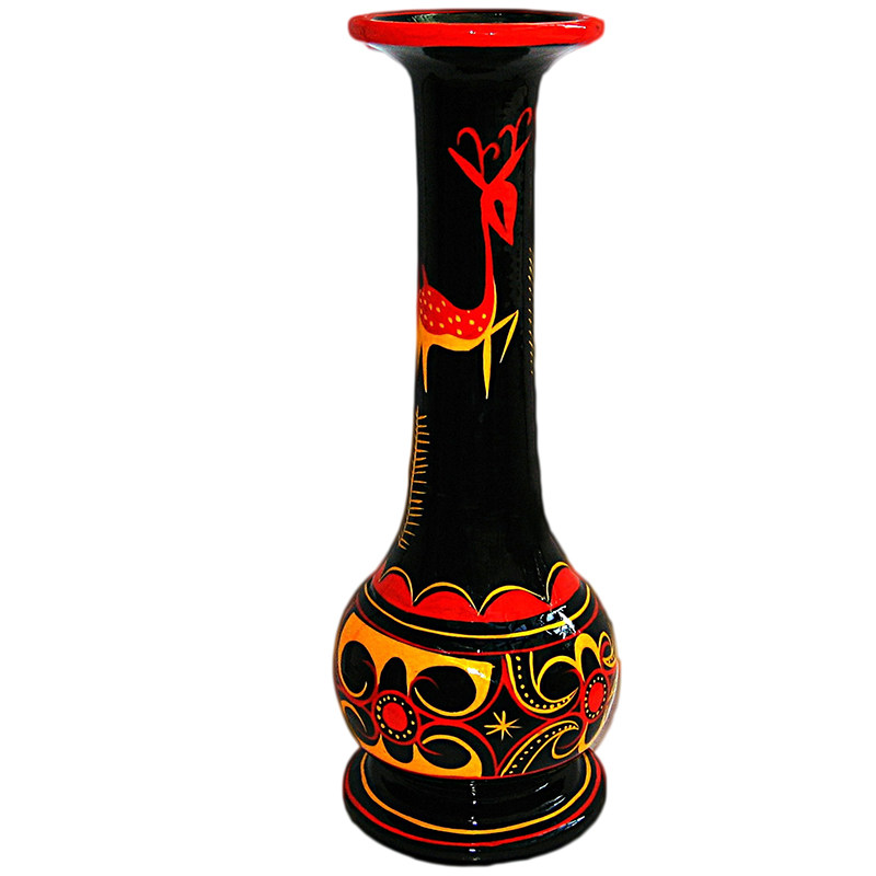 凉山彝族漆器实木花瓶 民间漆器彩绘纯手特色长劲 花瓶摆件,淘宝优惠券,粉丝福利购,淘宝优惠卷