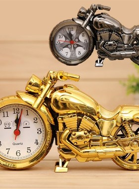摩托摆件定时闹钟创意学生个性床头钟卧室复古怀旧摩托车时钟