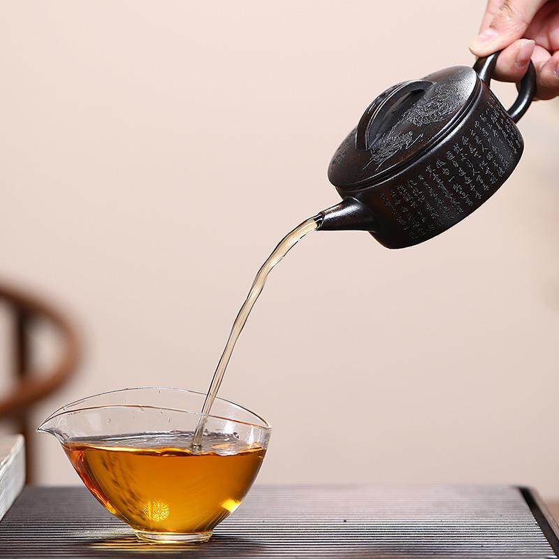 Yixing raw ore black star sand handmade purple clay teapot one piece national style Hanwa teapot single pot tea set