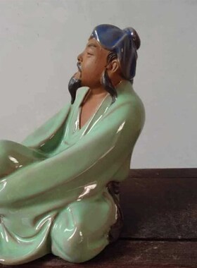 石湾陶瓷苏东坡盆景假物桌面客厅茶台创意装饰摆件陶渊明