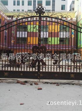 欧式豪华别墅铁艺大门热镀锌工艺庭院实心锻打防盗铁门学校大门