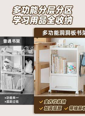 书本收纳落地置物架小推车壁挂式书包收纳柜加厚多层塑料收纳架