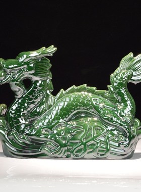 陶瓷黄龙青龙唐摆件生肖桌面装饰品补缺角室内室外摆设