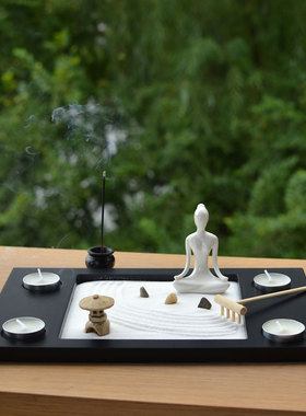 新中式创意枯山水烛台摆件中式家居酒店茶室玄关样板房