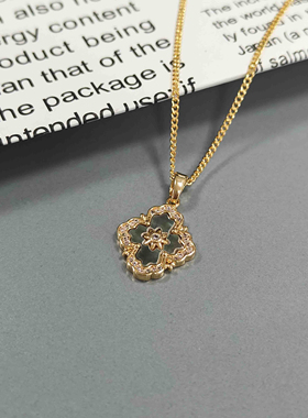 复古四叶草贝母项链高级感毛衣链