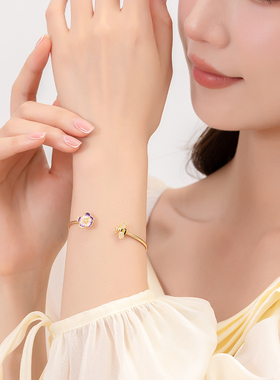 国风珐琅花朵手镯小众原创送女友