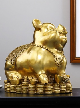 黄铜招财猪手工摆件开业礼