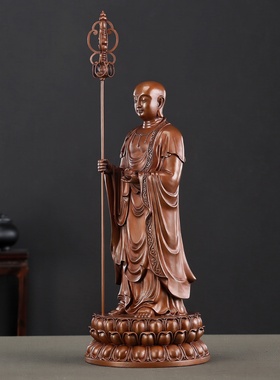 九华山紫铜立地藏王佛像摆件