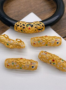 纯银古法金玉镯卡扣diy遮瑕装饰卡扣手镯断裂修复固定配件夹粘扣