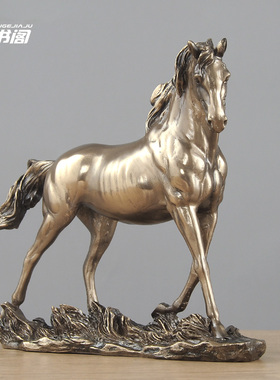 冷铸铜马摆件轻奢小精致马到成功摆设马上封侯发财