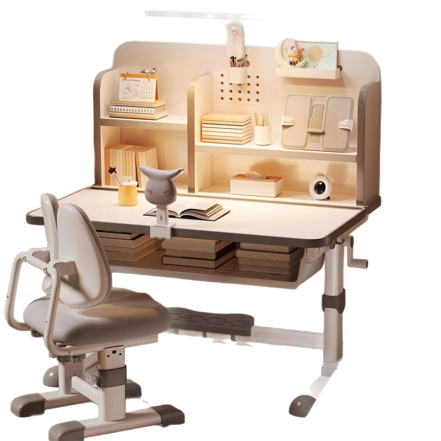 Children's study table, primary school student writing desk, household children's desk and chair set, liftable, simple student desk and chair