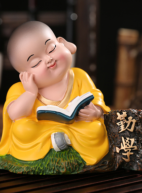 小摆件可爱小沙弥书房客厅桌面装饰品家居摆设