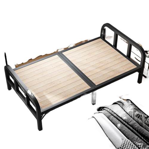 折叠床单人床1米2家用简易床成人出租房用1米5宿舍铁床实木床 - 图3