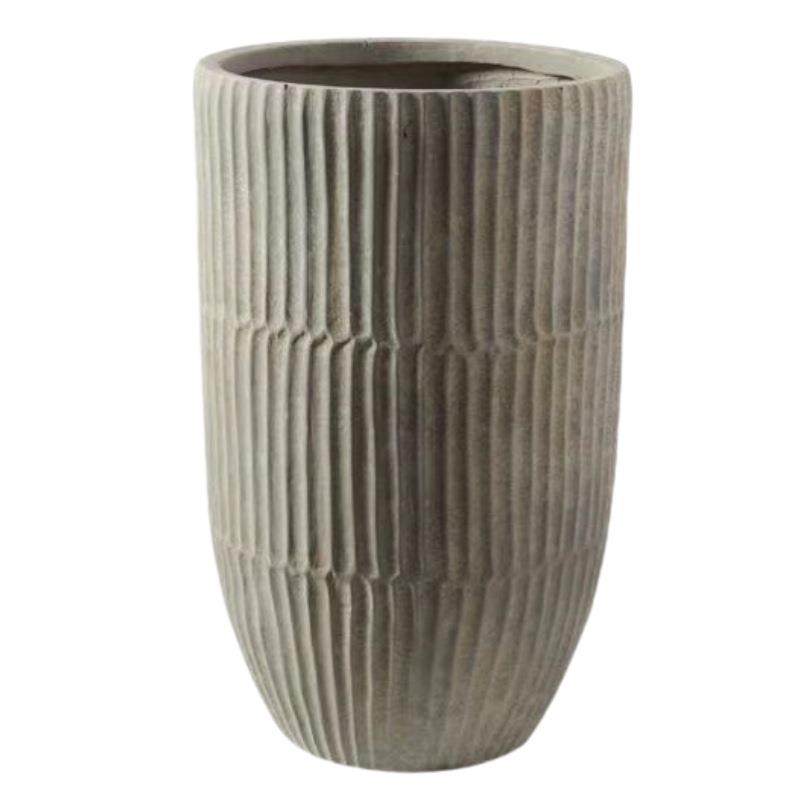 出口竖纹大花盆耐用水泥环保材料花缸玻璃钢复古落地高盆,淘宝优惠券,粉丝福利购,淘宝优惠卷