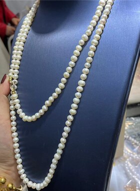 天然淡水珍珠项链女款项链毛衣链女款珍珠饰品礼物珠宝
