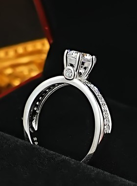 许愿池925银八星八箭人工钻戒指镶嵌高碳钻闺蜜礼物求婚情侣气质