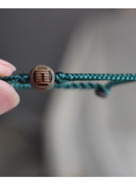 五行绿檀木缺木补木风雷益手链绿色绳吊坠雷风恒巽为风震为雷青龙