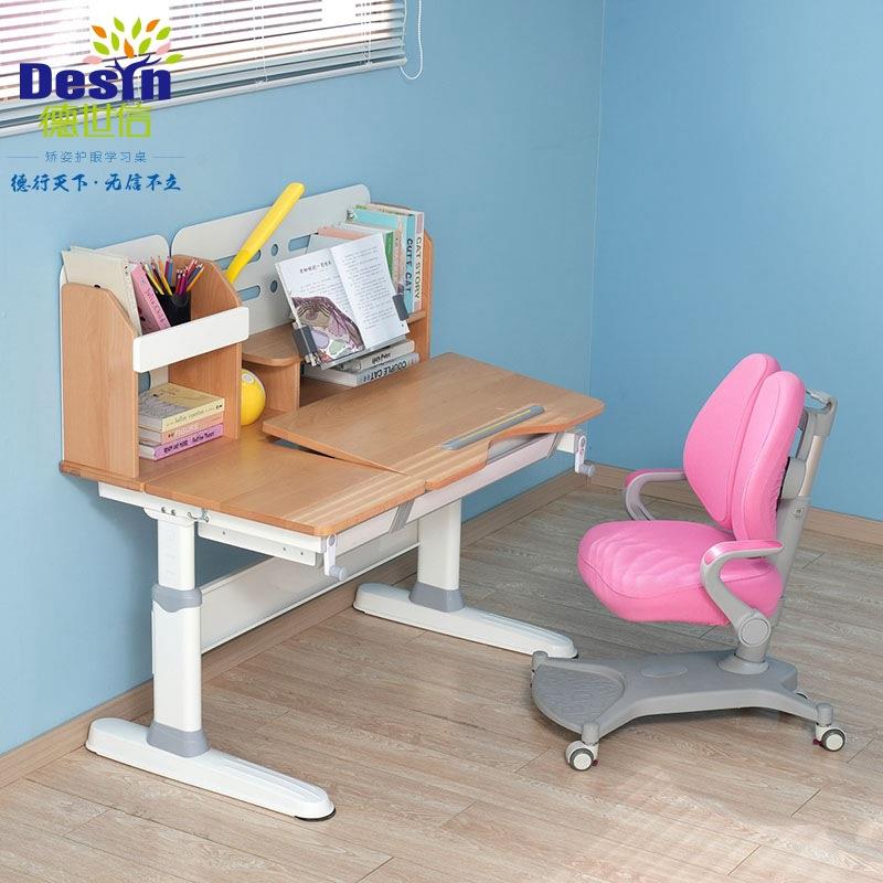 Multifunctional desk for children, liftable beech wood 120cm study table and chair, home writing desk, spot adjustable