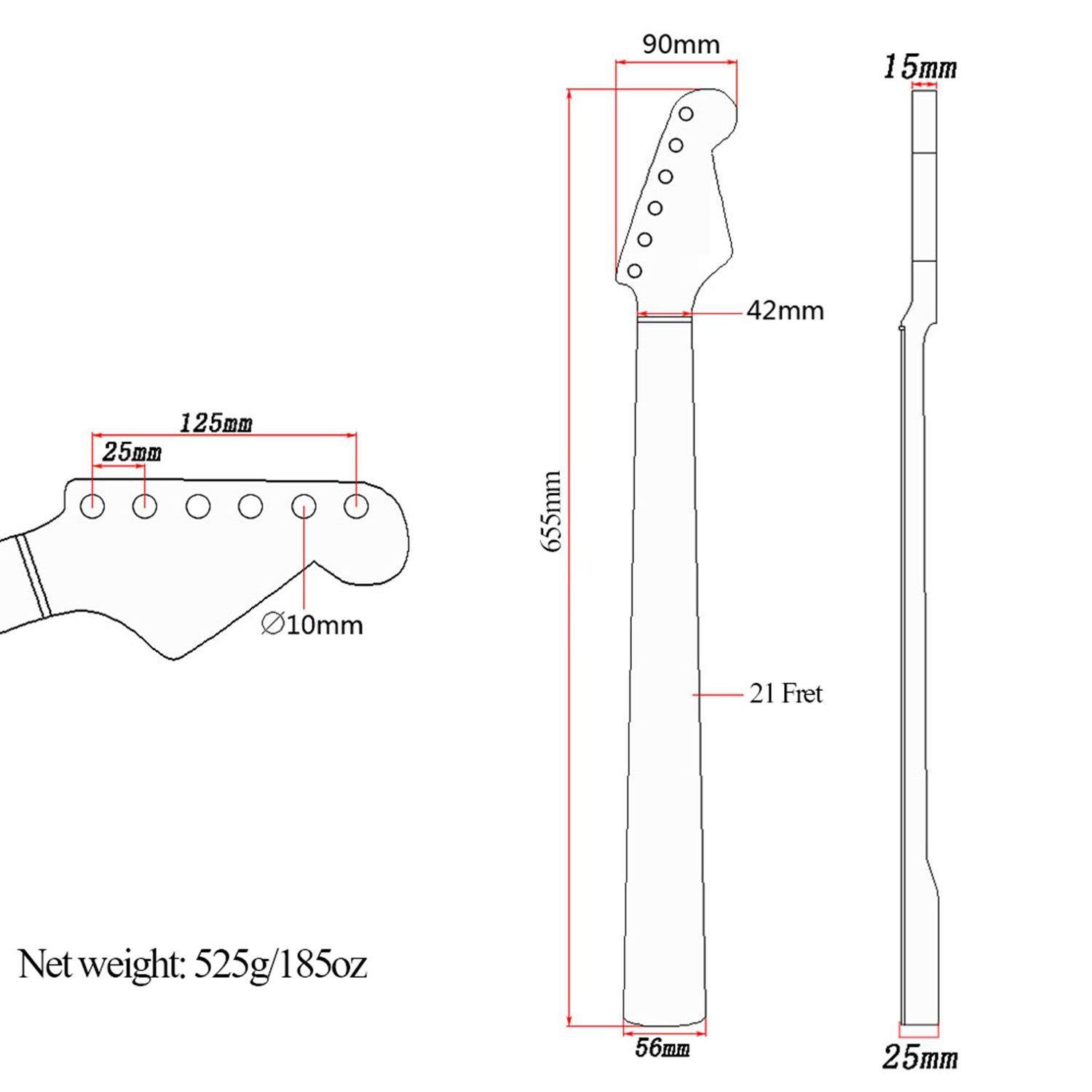 [搽色亮光]21品/22品电吉他琴颈加拿大枫木琴柄一体指板forST - 图3