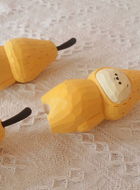 永不分梨形影不离纯手工木雕摆件纪念生日送朋友情人节创意礼物