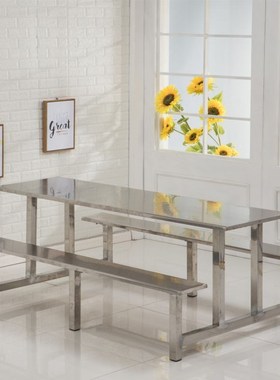 玻璃钢座椅学校学生员工食堂餐桌小餐不锈连体餐桌4人8人位