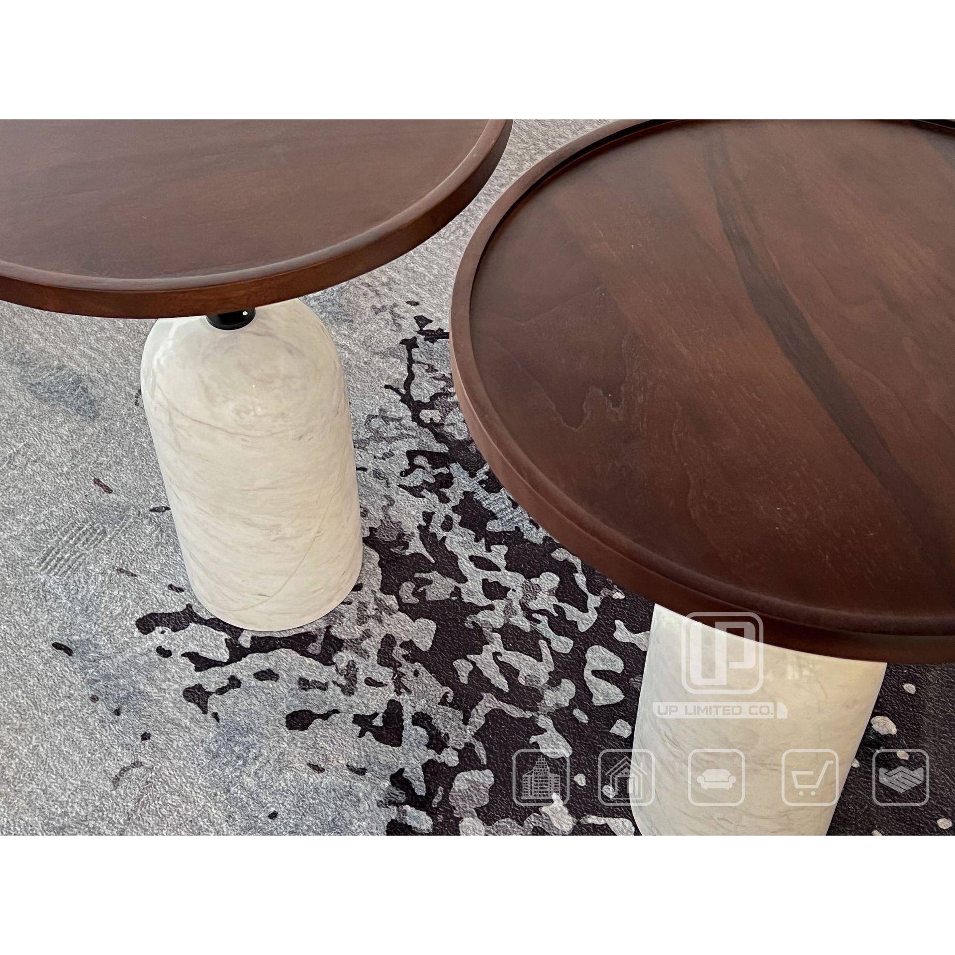 意式极简天然大理石底座实木桌面边几客厅沙发角几卧室床头茶几 - 图1