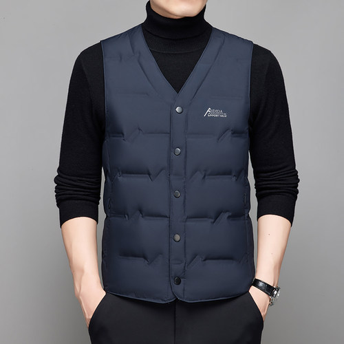 羽绒服马甲男款秋冬季新款时尚中老青年人内外穿轻薄保暖马夹背心 - 图0
