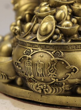 招财金蟾铜聚宝盆蟾蜍摆件店铺开业礼品三足元宝金蟾财源广进门厅