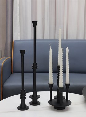 现代简约创意金属烛台桌面摆件客厅茶几餐厅酒店样板房家居装饰品