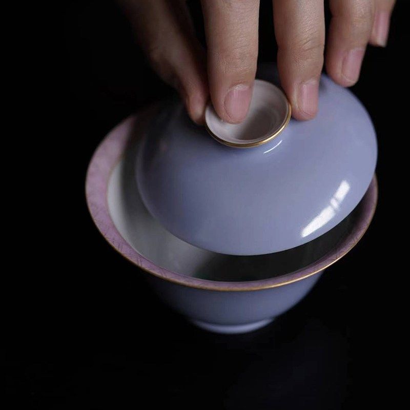 赋山堂云山蓝碧桃盖碗粉彩手工手绘单个陶瓷泡茶碗,淘宝优惠券,粉丝福利购,淘宝优惠卷