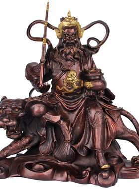 铜赵公明财神骑虎像铜像武财神招财聚财家用佛堂大号