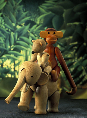 风格装饰ns质麦实木猴子意偶摆件木丹家居饰品创木礼物