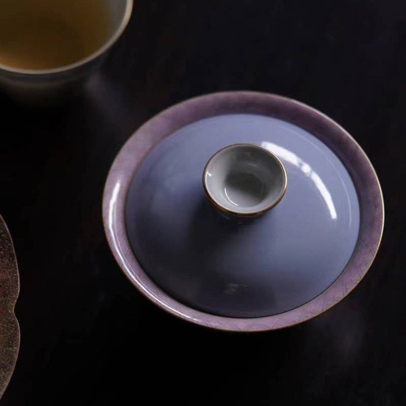 赋山堂云山蓝碧桃盖碗粉彩手工手绘单个陶瓷泡茶碗,淘宝优惠券,粉丝福利购,淘宝优惠卷