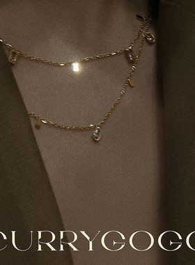 气质小众带钻项链女秋冬2021年新款设计感水滴锁骨链百搭颈链配饰