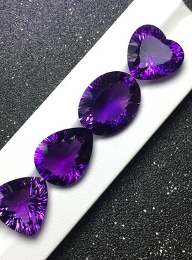 天然紫水晶裸石全净体刻面吊坠可镶嵌绕线锁骨链毛衣链乌拉圭原矿