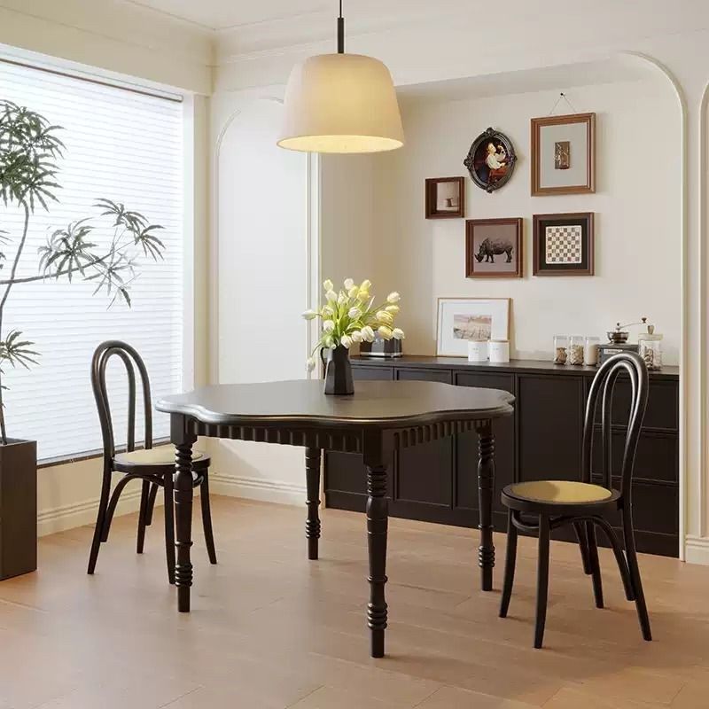 中古风餐桌椅子组合法式圆桌小户型全实木吃饭桌子家用客厅书桌,淘宝优惠券,粉丝福利购,淘宝优惠卷