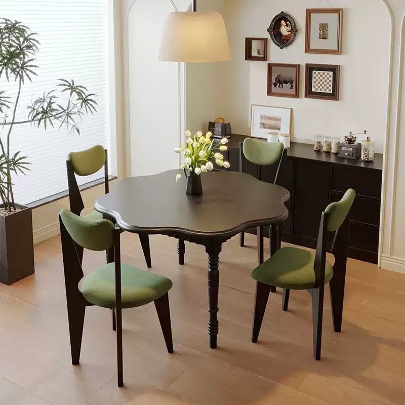 中古风餐桌椅子组合法式圆桌小户型全实木吃饭桌子家用客厅书桌,淘宝优惠券,粉丝福利购,淘宝优惠卷