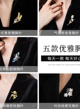 新年礼物胸针套装高档女秋冬大衣别针扣胸花别针奢华气质扣领针