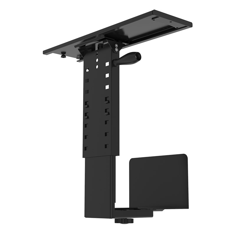 Host bracket suspended computer desktop chassis base under the table rotating bracket lifting adjustment telescopic storage rack